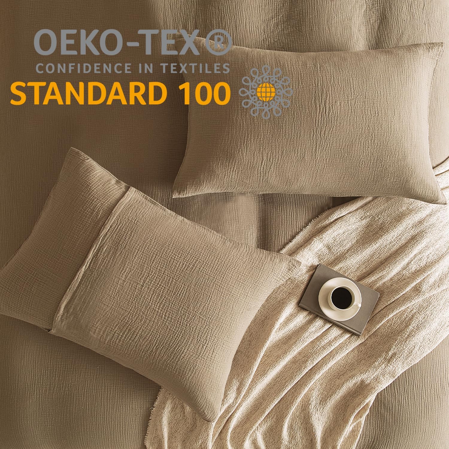 DefineCozyHealthyLife SE SOFTEXLY Muslin Pillowcases Standard Size 100% Cotton, 2 Pack Linen Like Pillow Shams with Envelope Closure, Ultra…