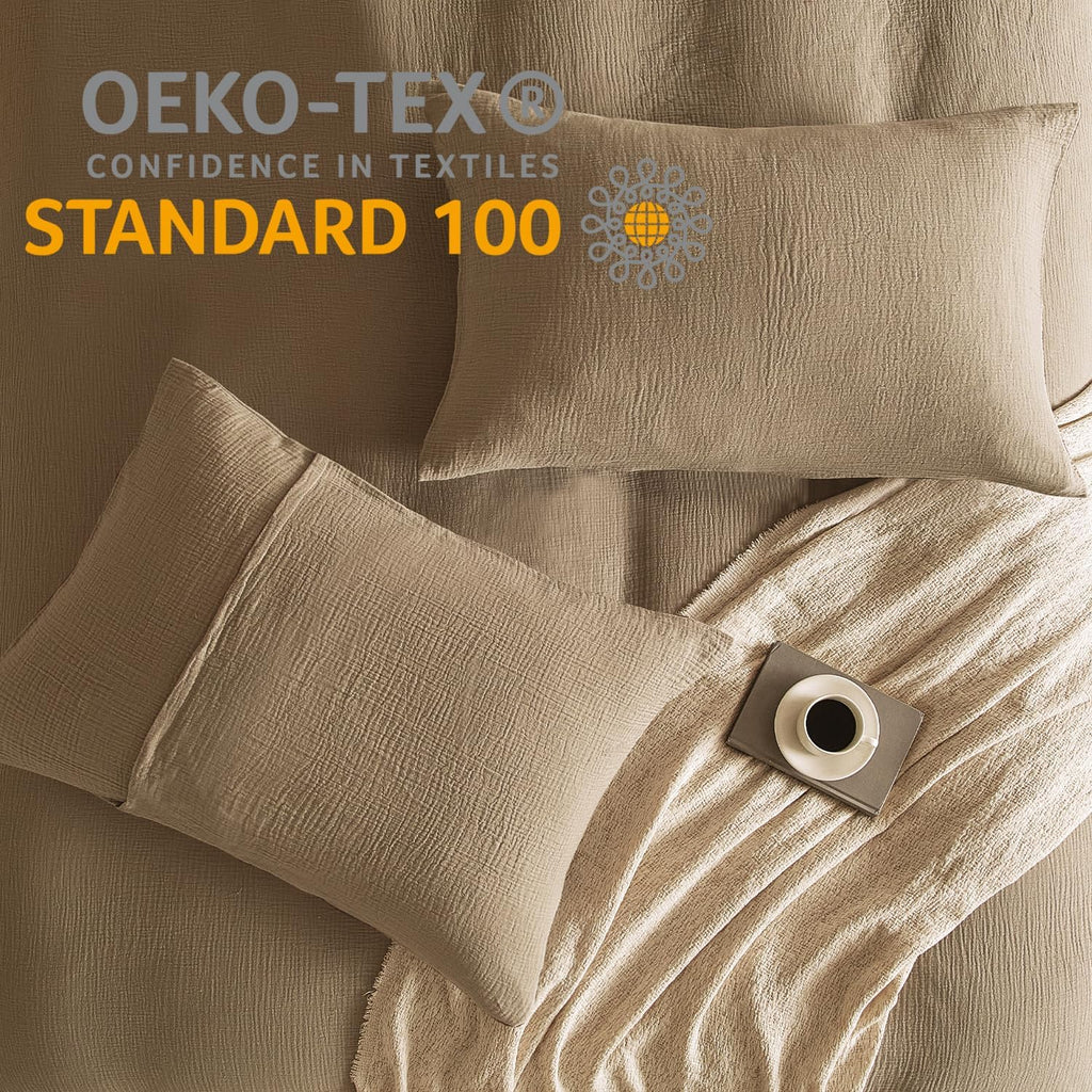 DefineCozyHealthyLife SE SOFTEXLY Muslin Pillowcases King Size 100% Cotton, 2 Pack Linen Like Pillow Shams with Envelope Closure, Ultral So…