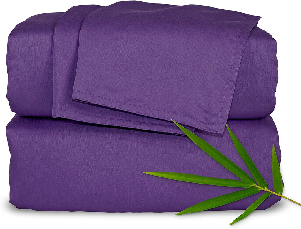 PureBamboo Pure Bamboo Queen Sheets, Genuine 100% Organic Viscose Derived from Bamboo Bed Sheet Set, Luxuriously Soft & Cooling, Double Sti…