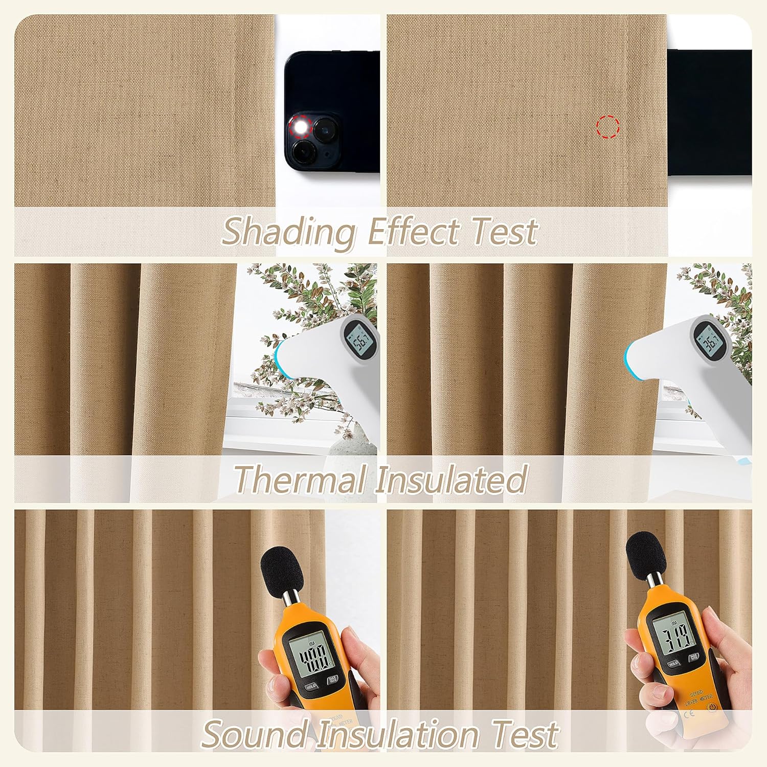 Guken 100% Blackout Linen Curtains 96 Inch Length 2 Panels Set for Living Room Bedroom Back Tab Thermal Insulated Black Out Linen Drapes Ro…