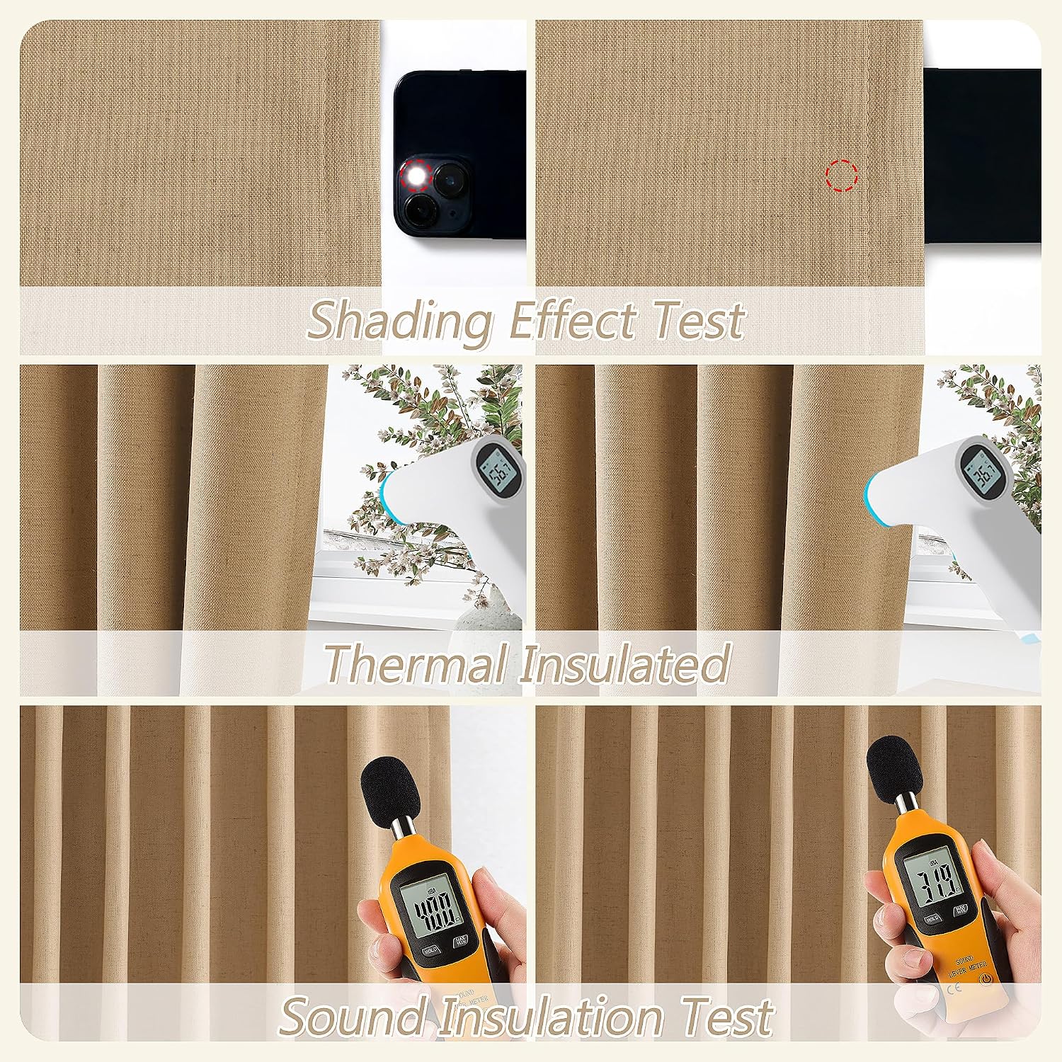 Guken 100% Blackout Linen Curtains 84 Inch Length 2 Panels Set for Living Room Bedroom Back Tab Thermal Insulated Black Out Linen Drapes Ro…