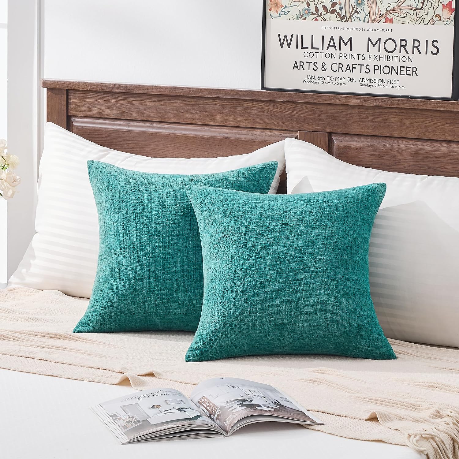 Gawamay Set of 2 Soft Textured Chenille Throw Pillow Covers 26x26 Inch (66x66 CM), Decorative Pillowcases Cushion Covers for Farmhouse Home…