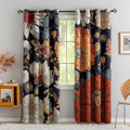 Tyrot Black Boho Floral 100% Blackout Curtains for Bedroom 72 inch Long 2 Panels Mid Century Botanical Black Out Curtains for Living Room…