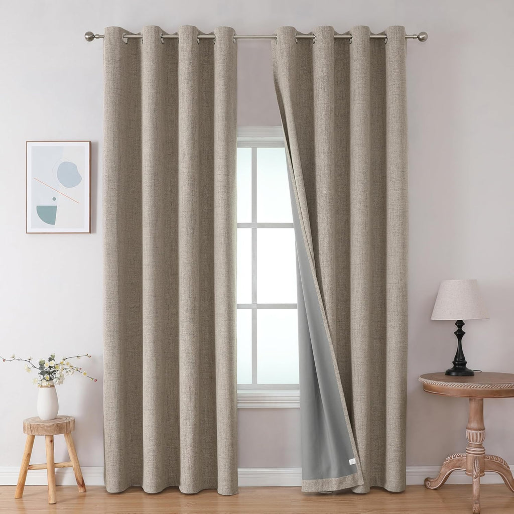 Joydeco Blackout Curtains 63 Inches Long 2 Panels Burg, Room Darkening Curtains for Bedroom, 100% Black Out Textured Thermal Drapes Privacy…