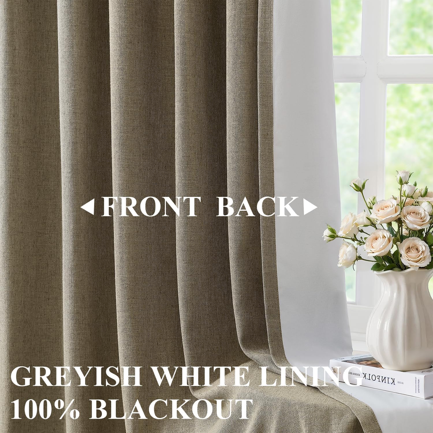VisionHome Vision Home Brown Pinch Pleated Full Blackout Curtains Linen Blended Room Darkening Window Curtains 95 inch for Living Room Bedr…
