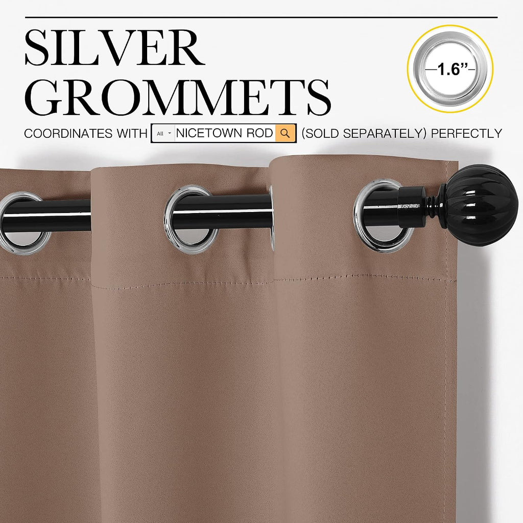 NICETOWN Window Treatment Thermal Insulated Solid Grommet Blackout Curtains/Drapes for Bedroom (1 Pair, 42 by 84 Inch, Cappuccino)