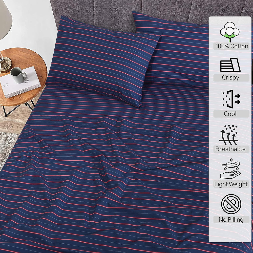 Ruvanti 100% Cotton Percale Sheets King Size – Crisp Cooling Bed Sheets for Hot Sleepers, Deep Pocket 16”, Soft Breathable & Durable Hotel-…