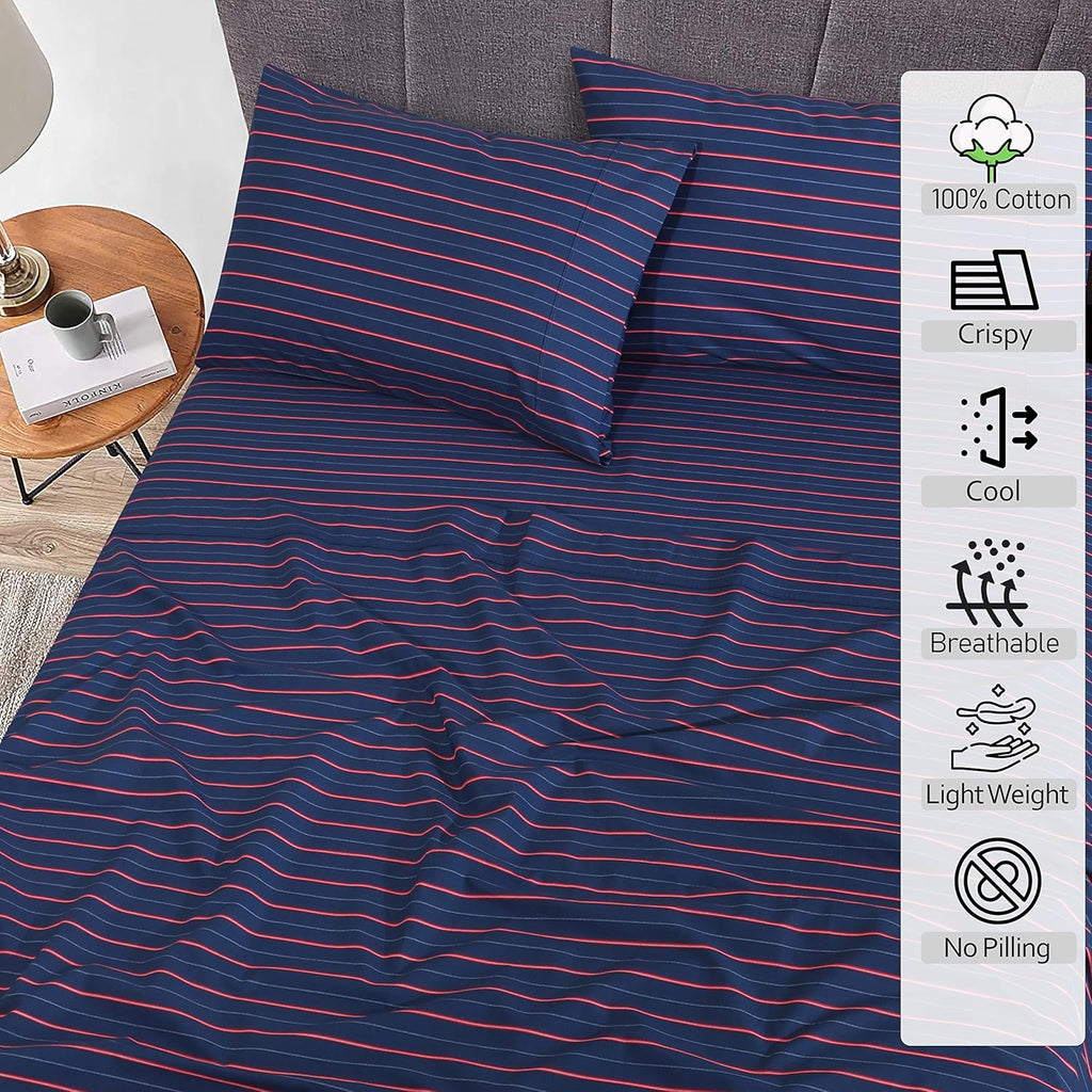 Ruvanti 100% Cotton Percale Sheets Twin XL Size – Crisp Cooling Bed Sheets for Hot Sleepers, Deep Pocket 16”, Soft Breathable & Durable Hot…