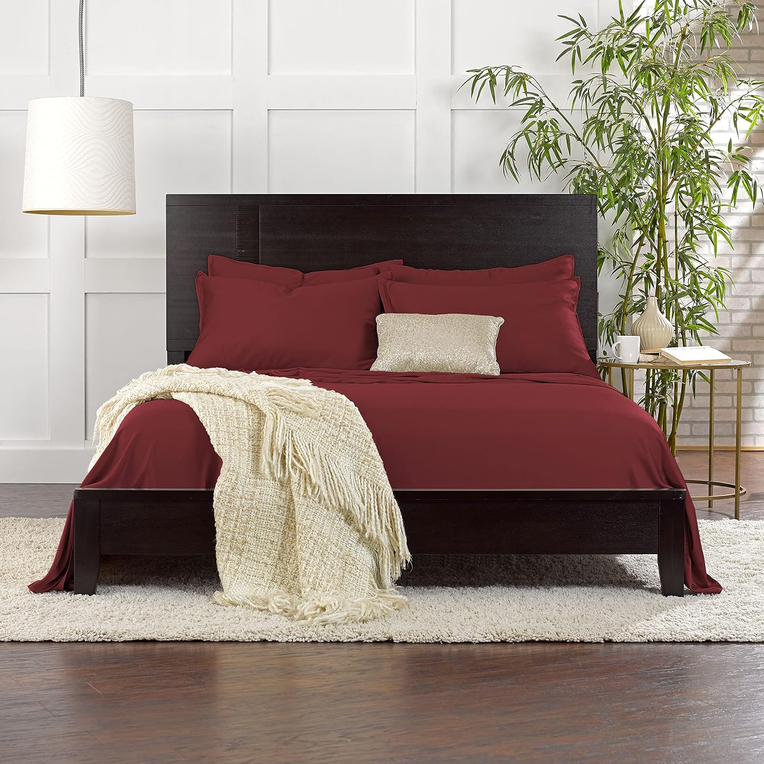 PureBamboo Pure Bamboo Queen Sheets, Genuine 100% Organic Viscose Derived from Bamboo Bed Sheet Set, Luxuriously Soft & Cooling, Double Sti…