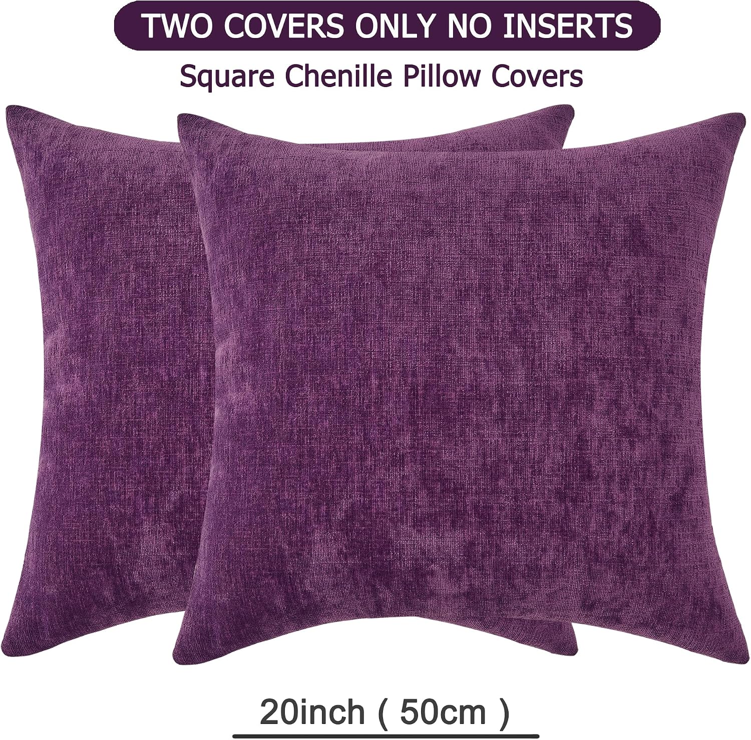 Gawamay Decorative Square Throw Pillow Covers 20"x20" Inch Set of 2, Super Soft Chenille Pillows Farmhouse Fall Pillowcase for Living Room…