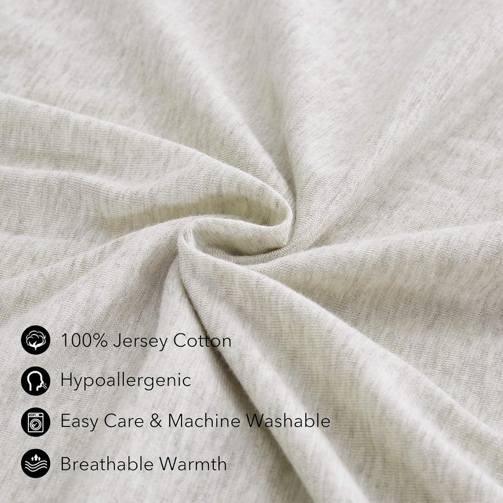 Oubonun 100% Jersey Cotton Body Pillow Cover with Zipper - Luxury Soft Removable Pillow Case - Long Fuzzy - Knitted (Cream, 21"X54") Cotton
