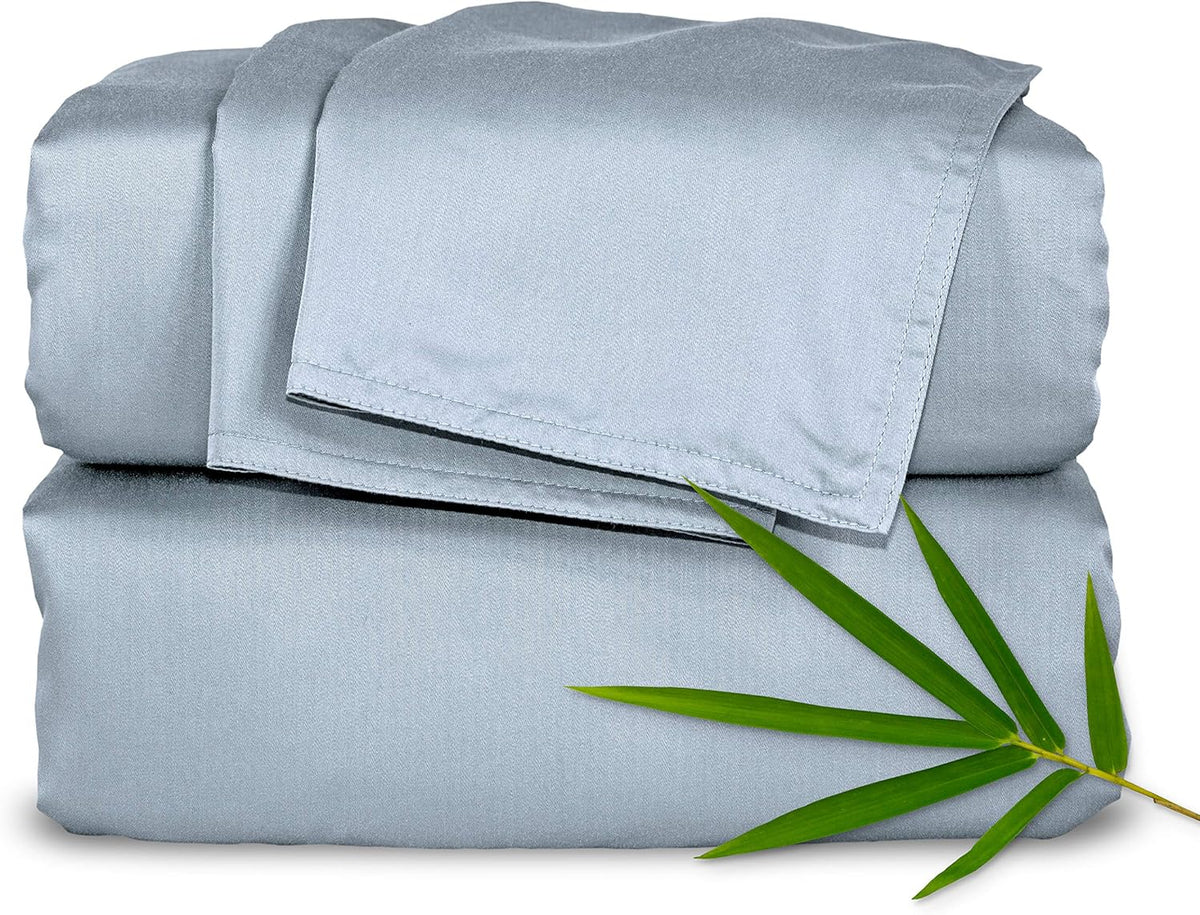 PureBamboo Pure Bamboo Twin Sheets, Genuine 100% Organic Viscose Derived from Bamboo Bed Sheet Set, Luxuriously Soft & Cooling, Double Stit…