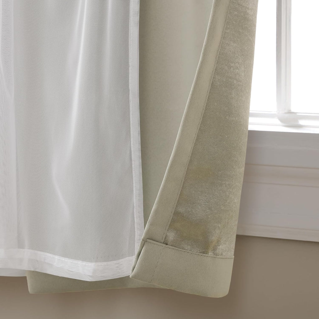 TOWN & COUNTRY LUXE Talia Double Layer Indoor Curtains, Sheer and Room Darkening Blackout, Grommet Top, Energy Efficient, 2-Pack Set…