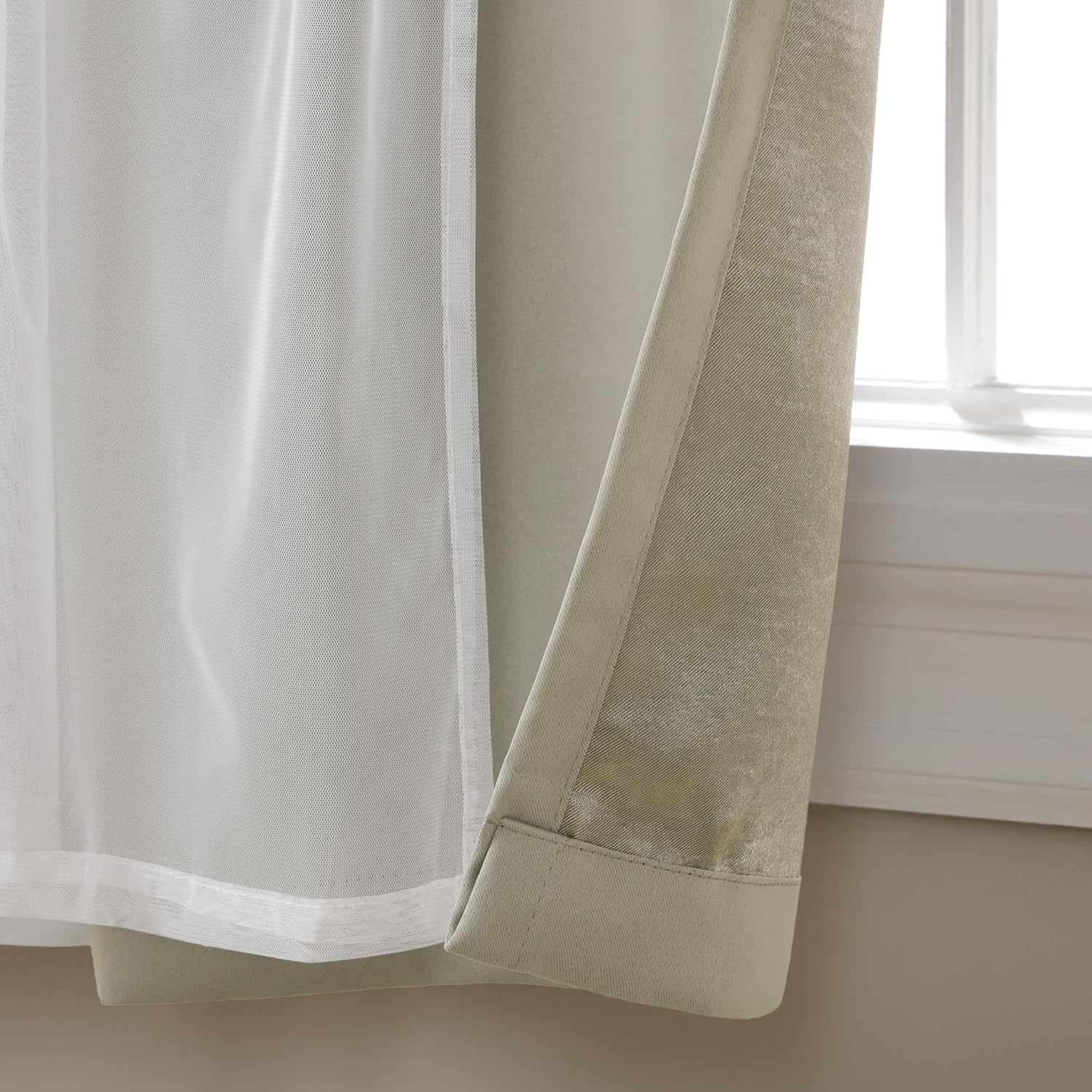 TOWN & COUNTRY LUXE Talia Double Layer Indoor Curtains, Sheer and Room Darkening Blackout, Grommet Top, Energy Efficient, 2-Pack Set…