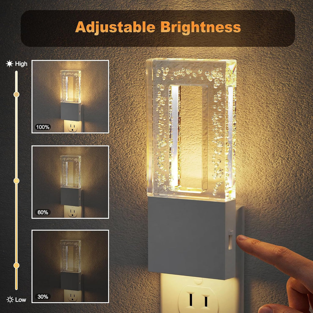 JandCase Night Lights Plug into Wall, Dusk to Dawn Sensor, 3000K Soft White LED, Acrylic Bubble Design, 0-100lm Adjustable Brightness…