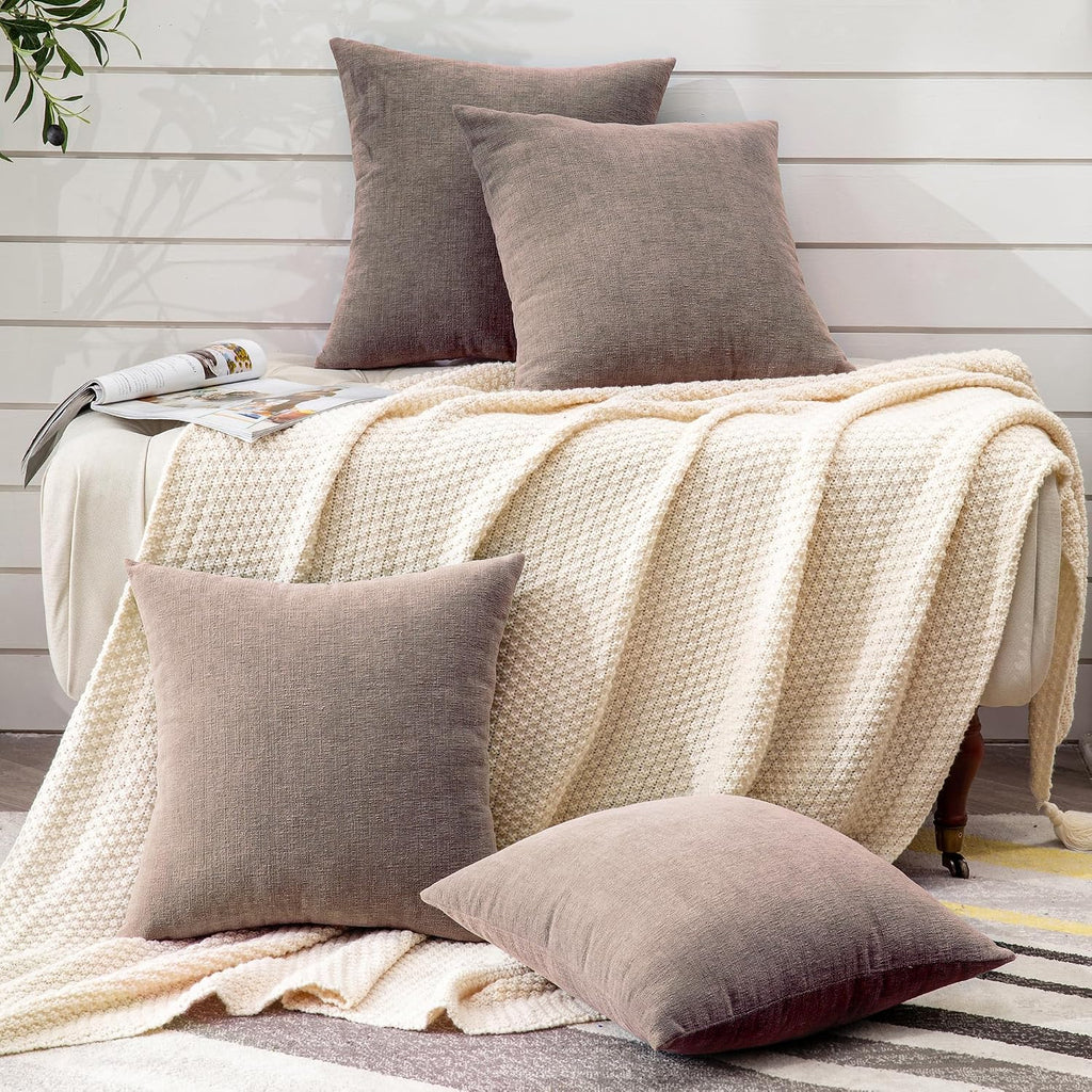 Gawamay Decorative Square Throw Pillow Covers 18"x18" Inch Set of 4, Super Soft Chenille Pillows Cover Fall Pillowcase for Living Room Bedr…