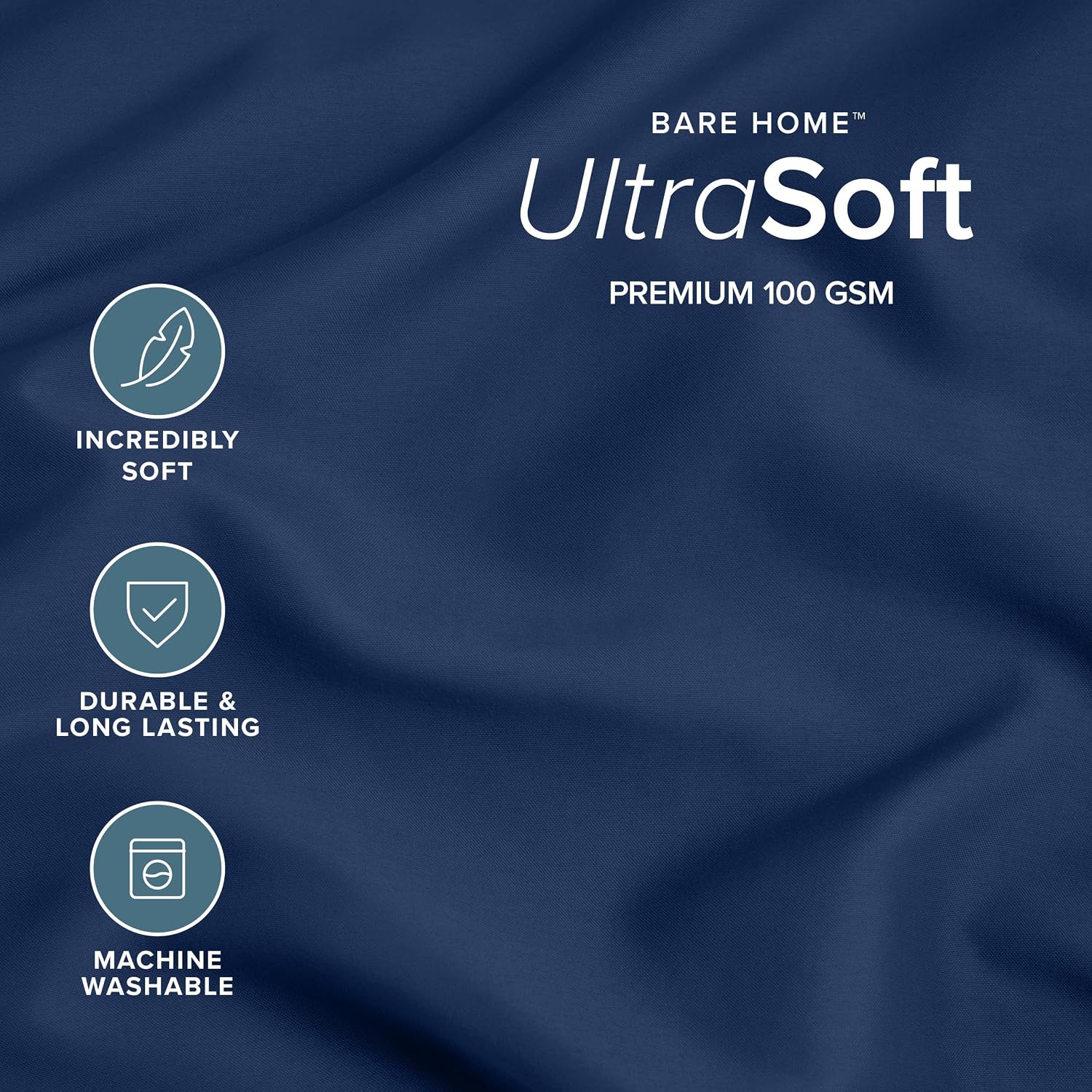 BareHome Bare Home Microfiber Pillow Cases - Standard/Queen Size Set of 2 - Cooling Pillowcases - Double Brushed - Dark Blue Pillowcases 2…