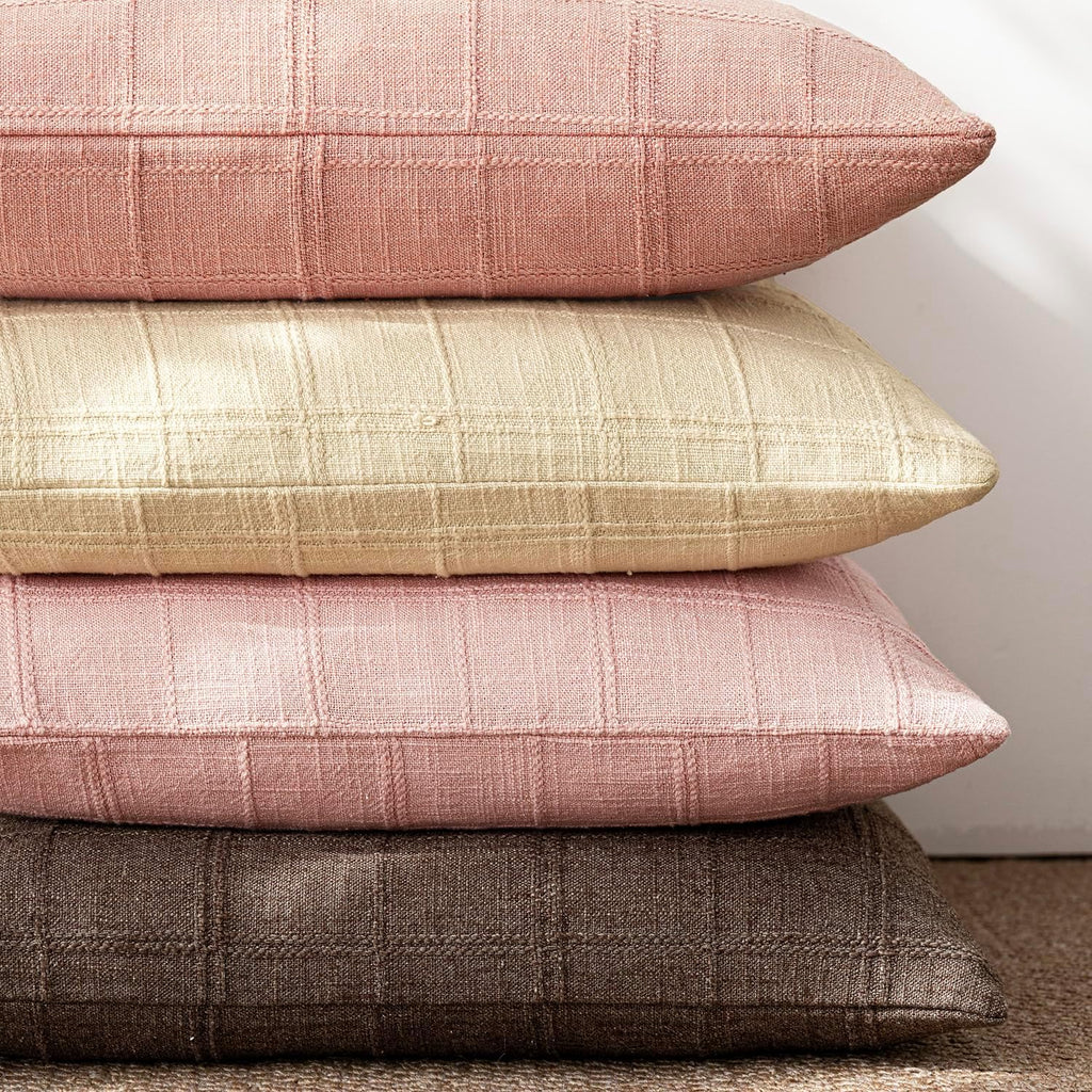 Foindtower Set of 2 Decorative Linen Check Throw Pillow Covers Neutral Farmhouse Vintage Cushion Covers Modern Boho Accent Home Decor for…