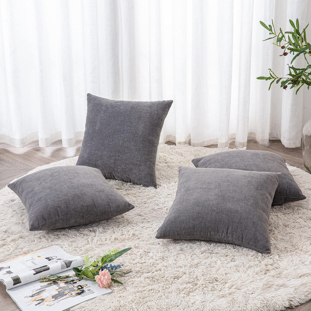 Gawamay Decorative Square Throw Pillow Covers 18"x18" Inch Set of 4, Super Soft Chenille Pillows Cover Fall Pillowcase for Living Room Bedr…