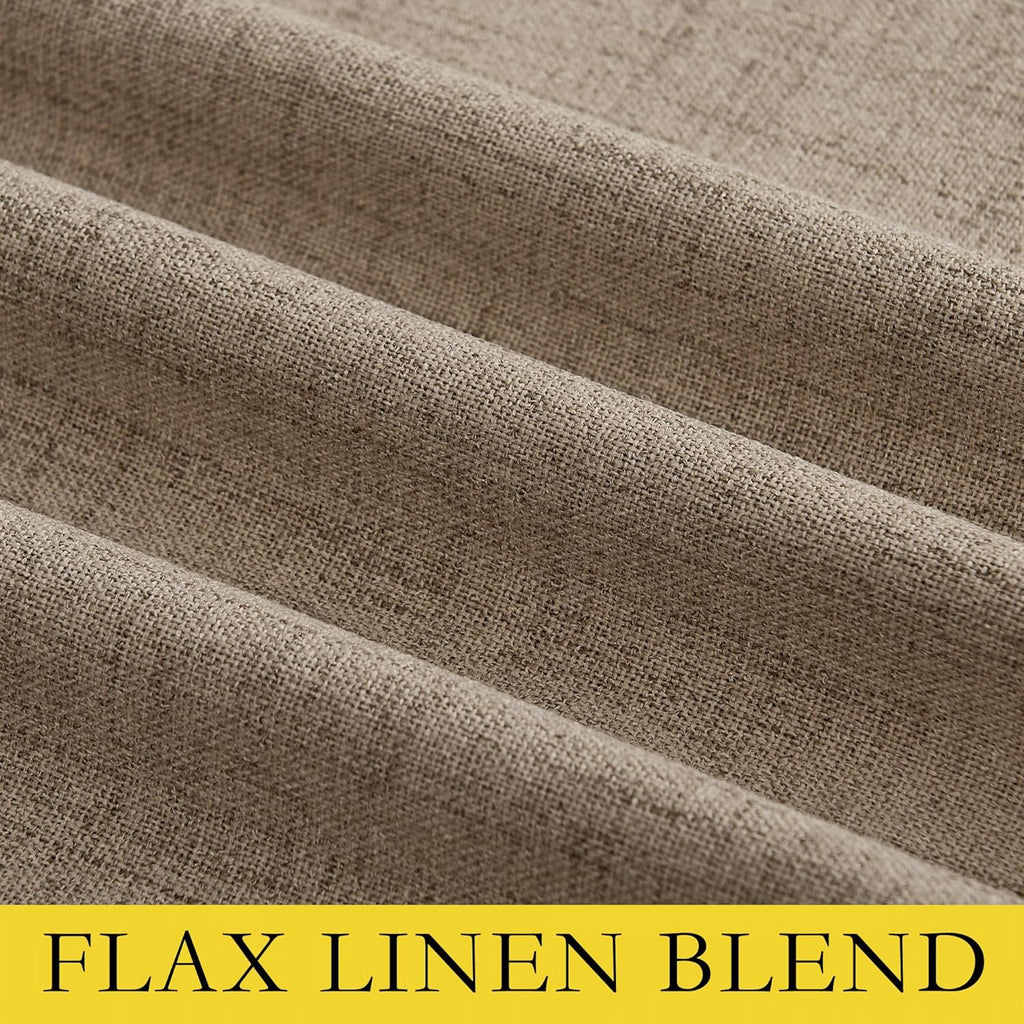 NICETOWN Burlap Vintage Open Linen Weave Flax Thermal Curtains, 100% Blackout Curtains 90" Long for Dining Room, Soundproof Window…