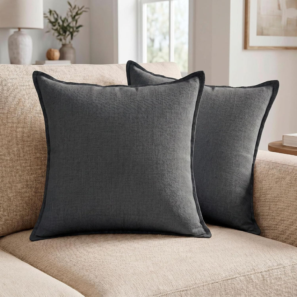 Symplora Cotton Linen Throw Pillow Covers Set of 2, Breathable Non Pilling Decorative Pillow Covers, Machine Washable Cushion Case for…