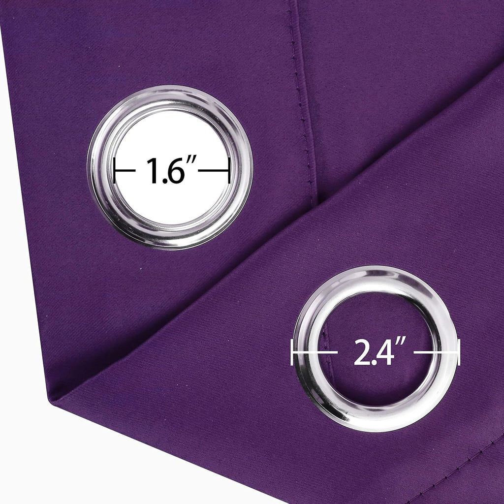 Lemomo Purple Thermal Blackout Curtains/52 x 108 Inch/Set of 2 Panels Room Darkening Curtains for Bedroom 108 Inch silver