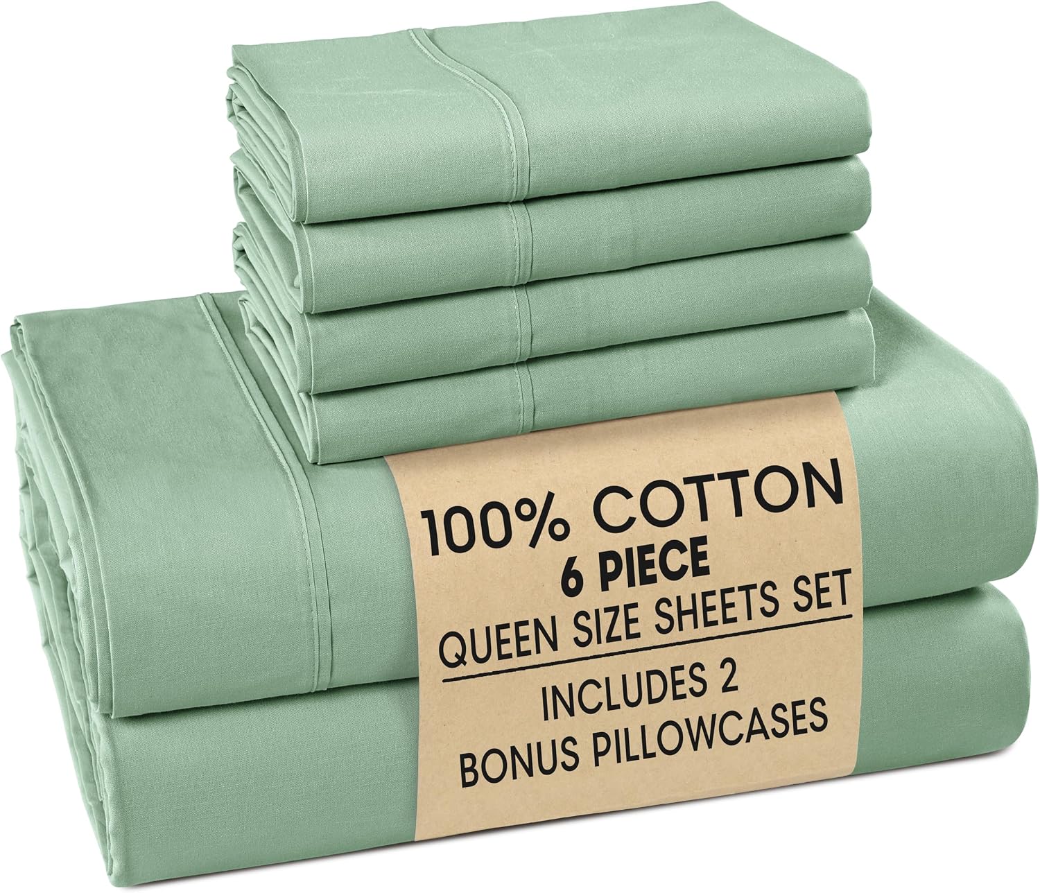 Casa Platino Queen Bed Sheets – 100% Cotton Sheets with 4 Pillowcases, Crisp Percale Weave & Cozy Feel, Cooling & Breathable Queen Sheet…