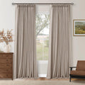 Twodrapes Viral Pleated Blackout Burlap 120 Inch Long Curtains Neutral Pinch Pleated Taupe Burlywood Birch Linen Double Layer 100% Black Ou…