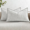 decorUhome Chenille Throw Pillow Covers 12x20 Set of 2, Soft Textured Slubby Modern Decorative Pillow Covers with Elegant Design for Couch,…