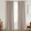 Qjmydeco Room Darkening Curtains for Living Room Boho Drop Cloth Curtains Farmhouse Linen Window Drapes 102 Inches Long Weather Blocking Li…