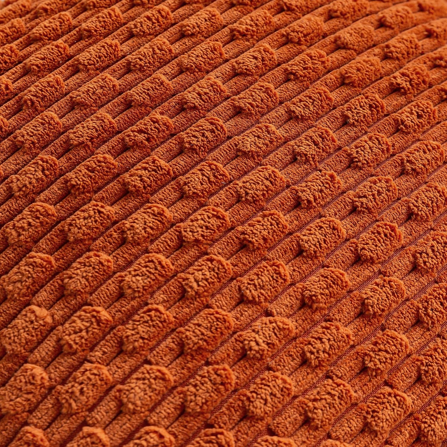 Cozoomy Set of 4 Burnt Orange Decorative Throw Pillow Covers 26x26 Inch Corduroy Pillow Covers for Bed Couch Sofa Living Room Soft Square C…