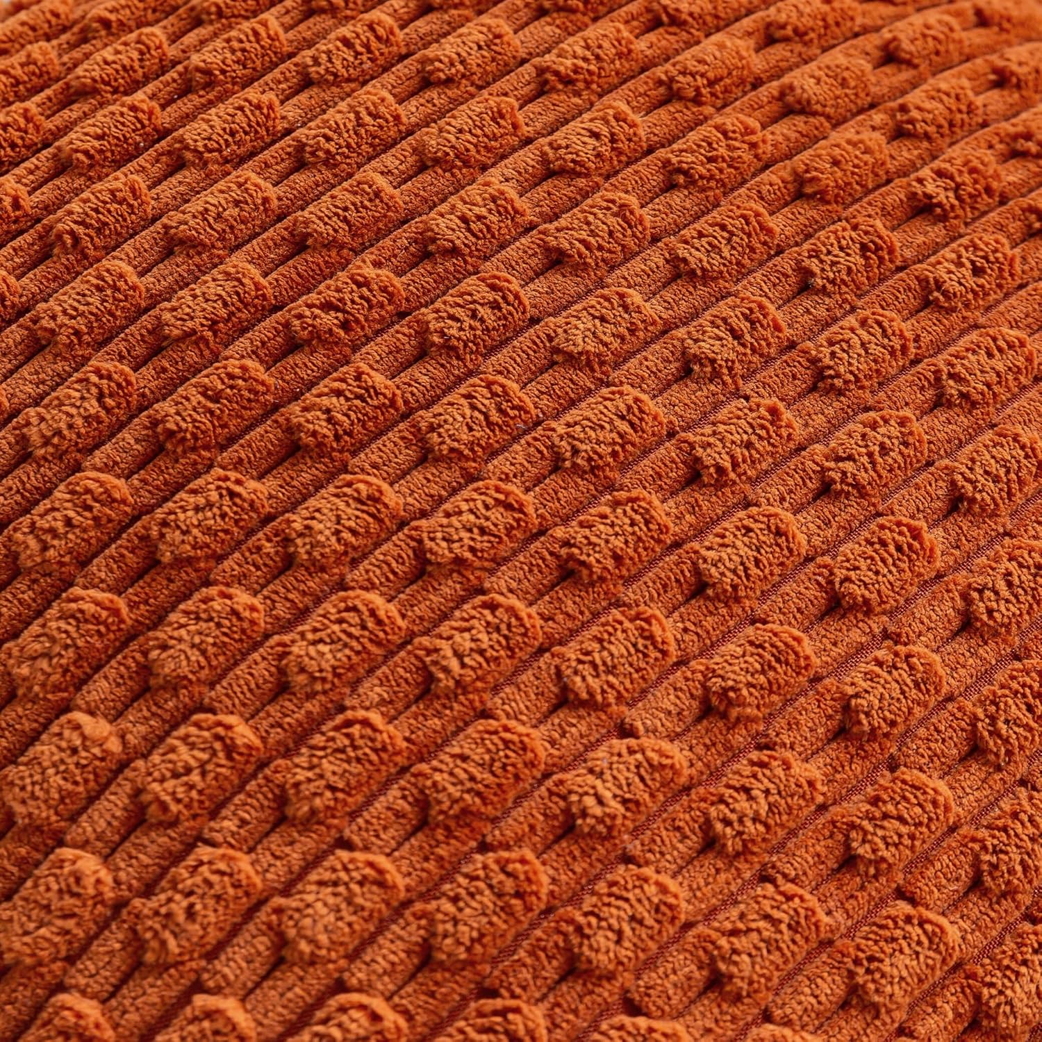 Cozoomy Set of 4 Burnt Orange Decorative Throw Pillow Covers 24x24 Inch Corduroy Pillow Covers for Bed Couch Sofa Living Room Soft Square C…