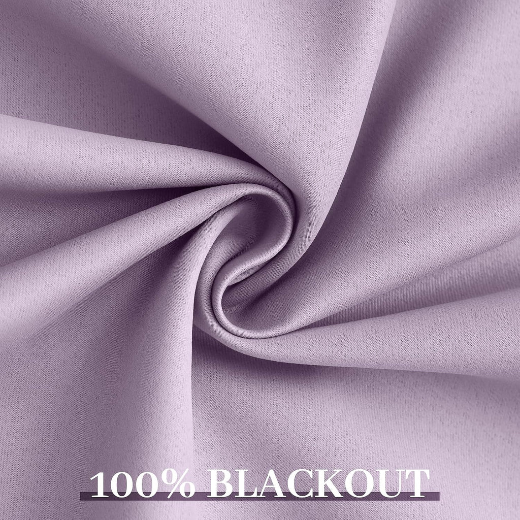 Yakamok Lilac 100% Blackout Curtains 84 Inches Long with 2 Thick Layers-Light Purple Room Darkening Thermal Insulated Window Curtain Set of…