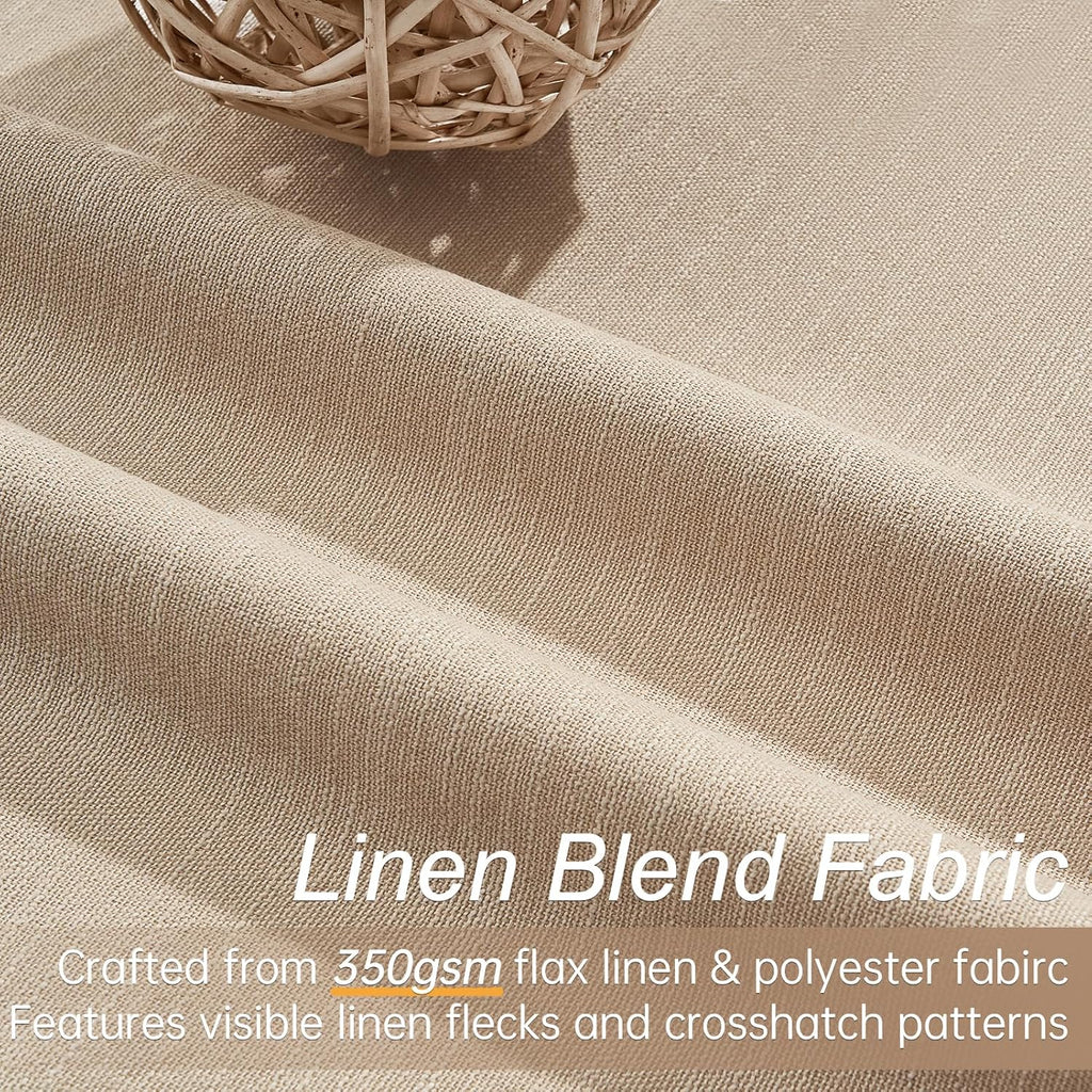 Topfinel Light Taupe Blackout Textured 90 Inch Long Linen Blend Curtain Draperies Pinch Pleat Back Tab with Hooks Energy Saving Thermal Ins…