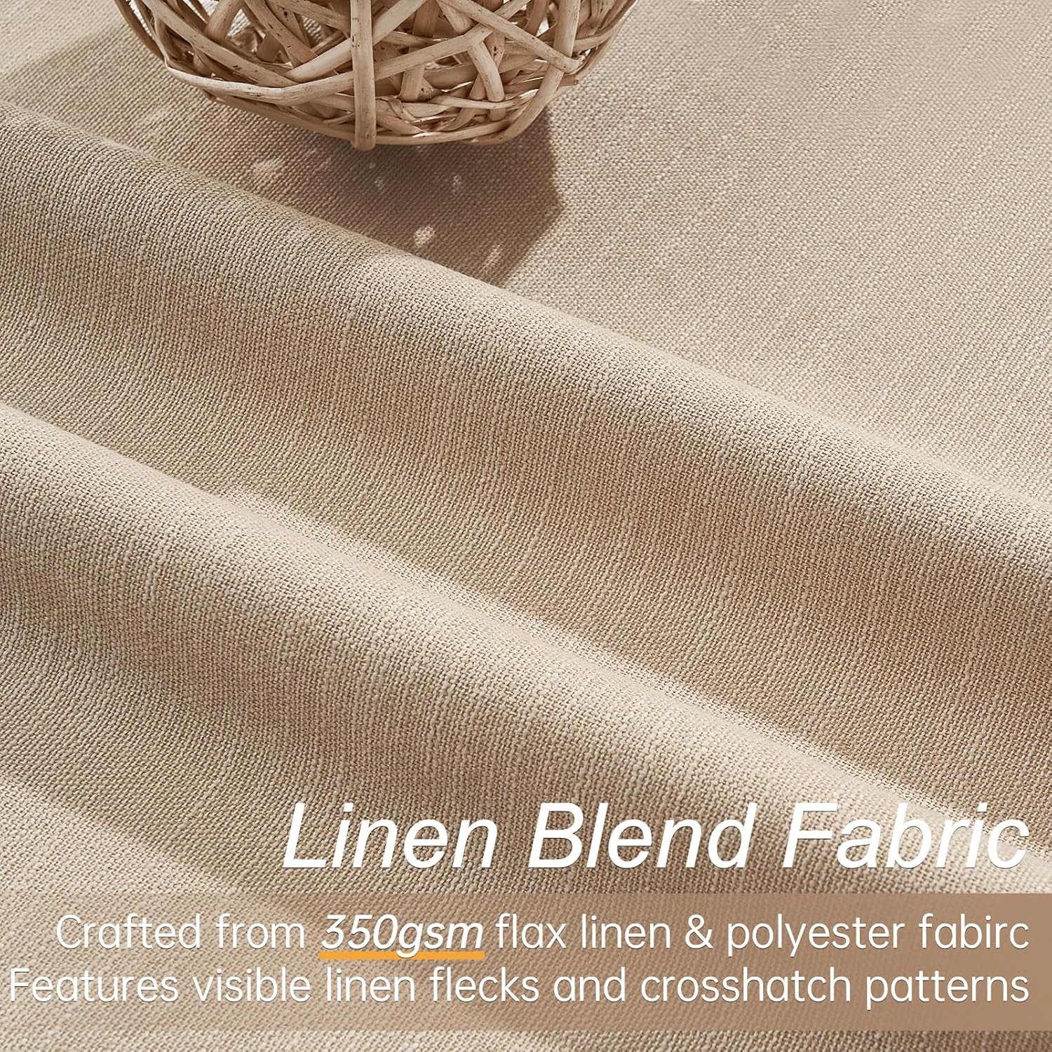 Topfinel Light Taupe Blackout Textured 90 Inch Long Linen Blend Curtain Draperies Pinch Pleat Back Tab with Hooks Energy Saving Thermal Ins…