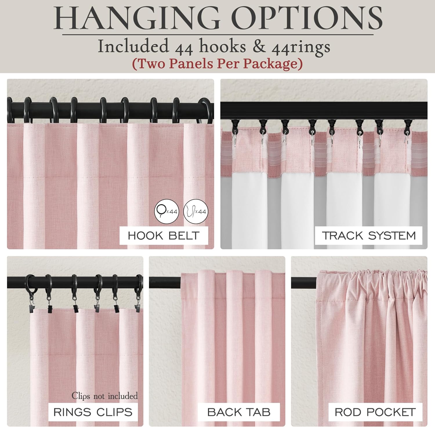 Qjmydeco Cute Baby Pink Blackout Curtains 70 Inches Extra Wide Pleated for Grils Bedroom 2 Panels Set, 96 Inch Long Curtain for Sliding Gla…