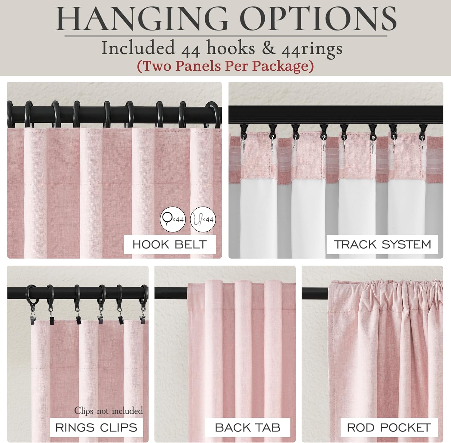 Qjmydeco Cute Baby Pink Extra Wide Curtains 70 Inches Wide for Grils Bedroom 2 Panels Set, Heavy Duty Pleated 84 Inch Long Linen Blackout Sl…