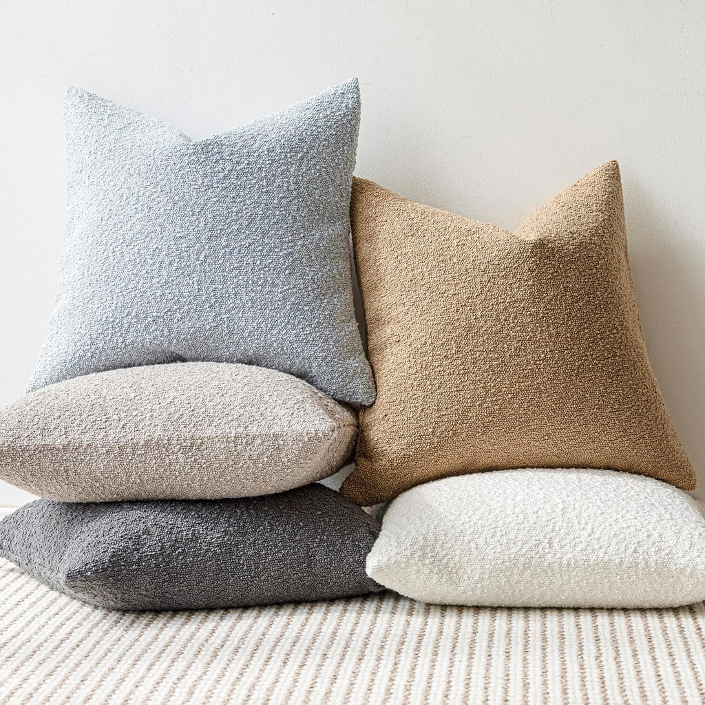 Foindtower Decorative Textured Boucle Throw Pillow Covers Accent Solid Pillow Cases Neutral Soft Cozy Couch Cushion Case for Chair Sofa…