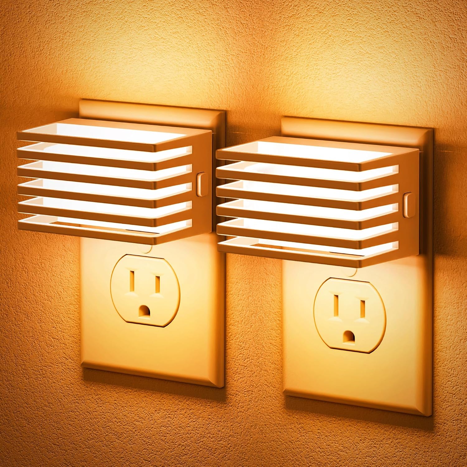 JandCase Amber Night Light, Night Lights Plug into Wall with Dusk to Dawn Sensor, Dimmable Plug in Night Light, Adjustable Brightness, [2…