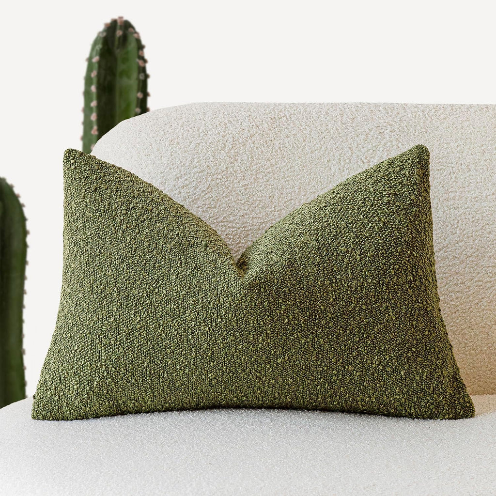 Foindtower Textured Boucle Throw Pillow Covers Accent Solid Lumbar Pillow Cases Cozy Soft Decorative Couch Cushion Case for Chair Sofa…