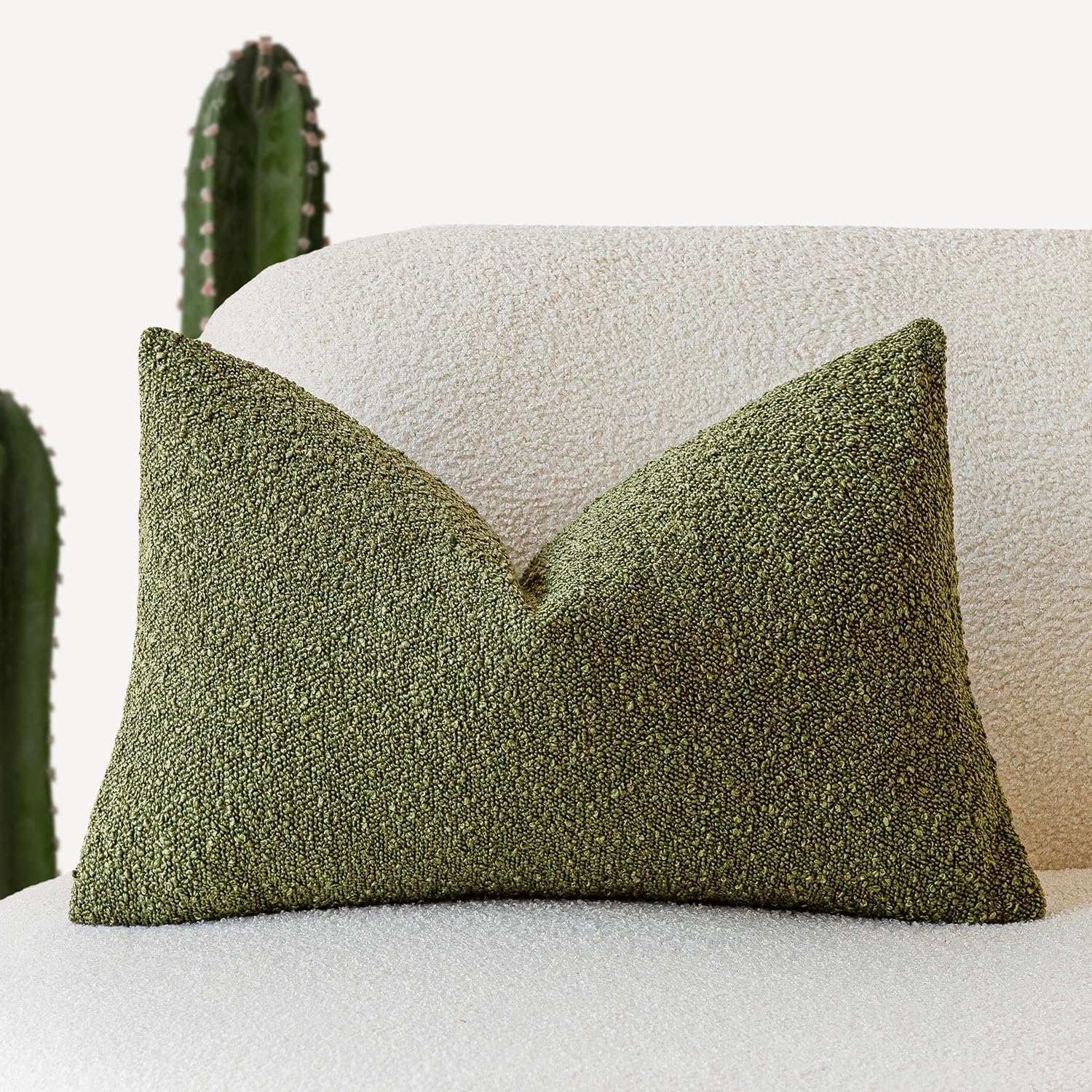 Foindtower Textured Boucle Throw Pillow Covers Accent Solid Lumbar Pillow Cases Cozy Soft Decorative Couch Cushion Case for Chair Sofa…
