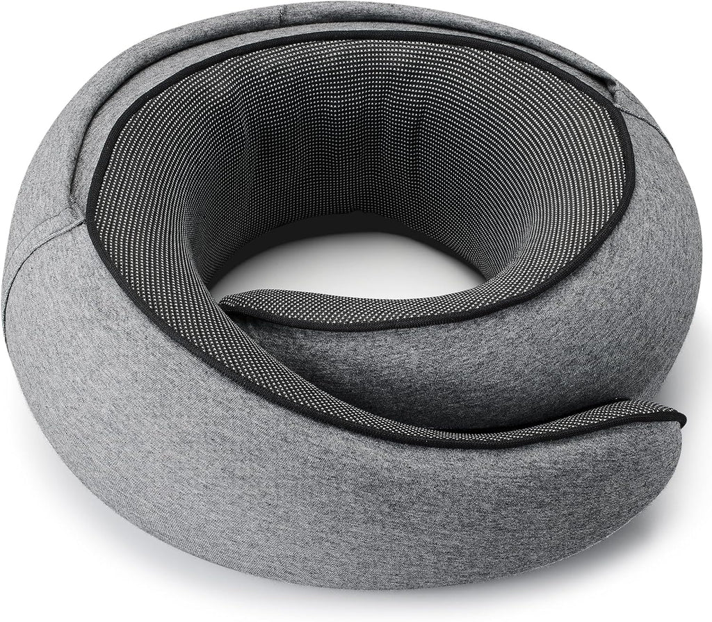 Travel Pillow with Hood (Dark Gray) - for Airplane Travel and Car Ride Nap, Foldable Hood, Slow-Rebound Memory Foam, 360 Ergonomic…