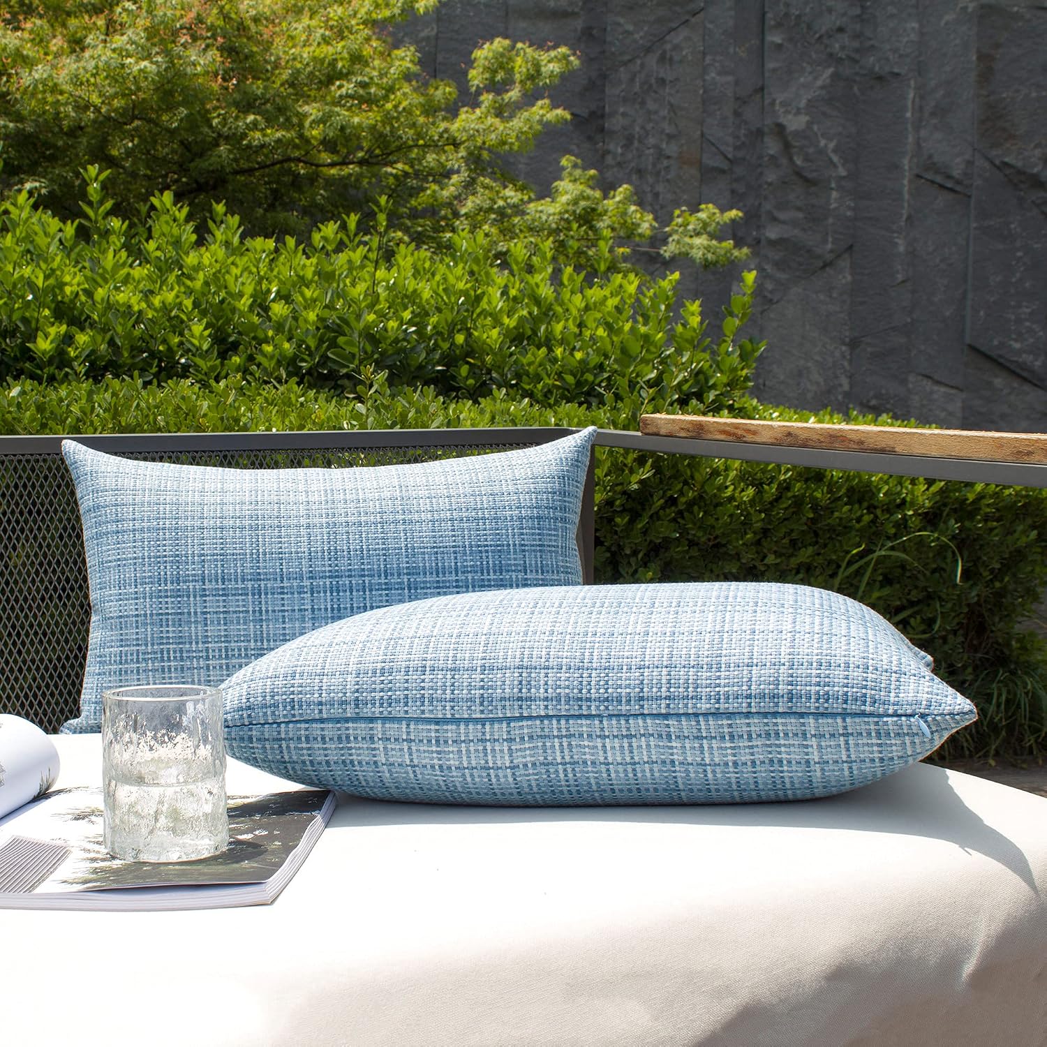 Kevin Textile Pack of 2 Decorative Outdoor Waterproof Pillow Covers Garden Cushion Sham Throw Pillowcase Shell for Patio Tent Couch 12x20…