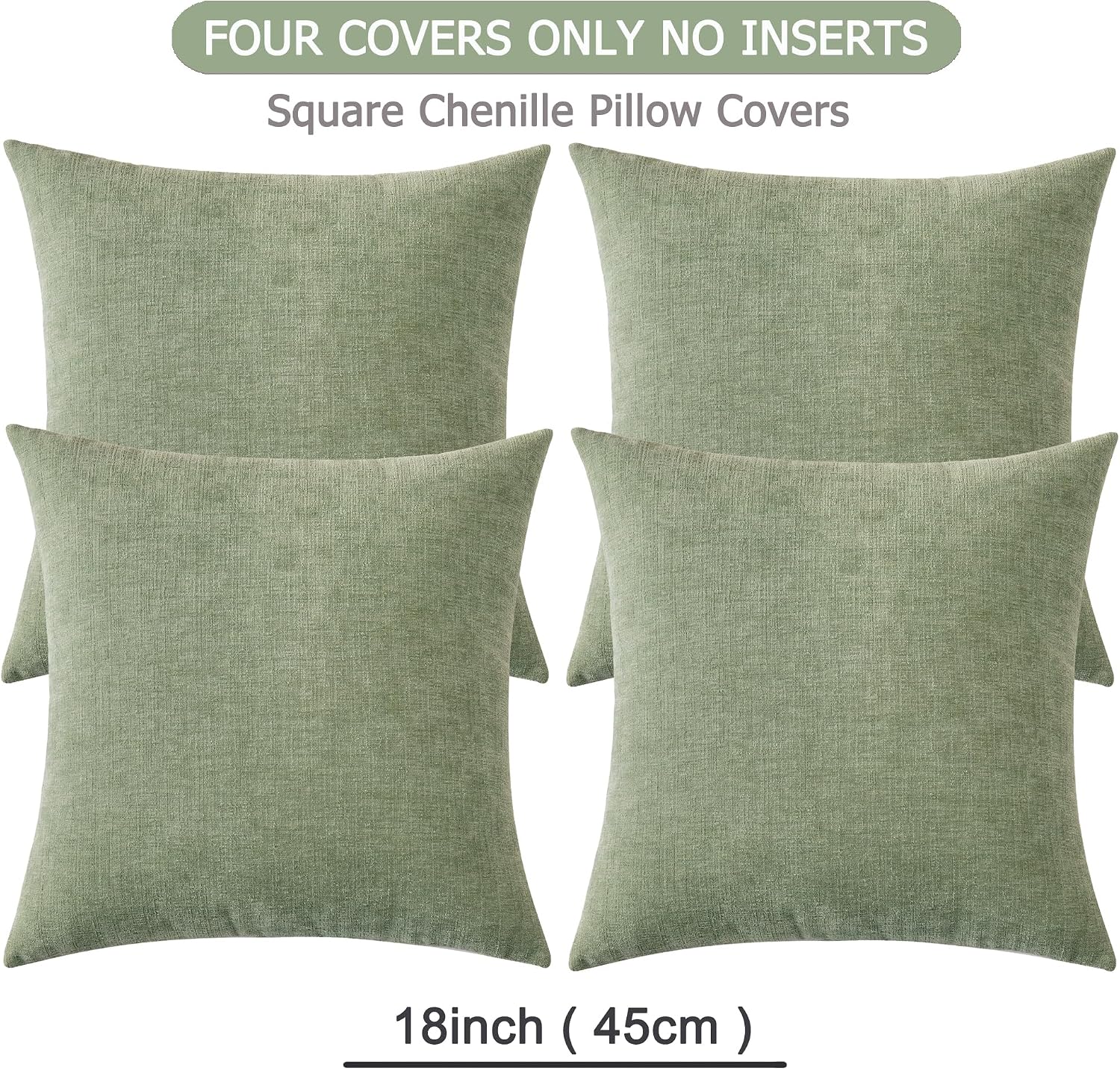 Gawamay Decorative Square Throw Pillow Covers 18"x18" Inch Set of 4, Super Soft Chenille Pillows Farmhouse Fall Pillowcase for Living Room…