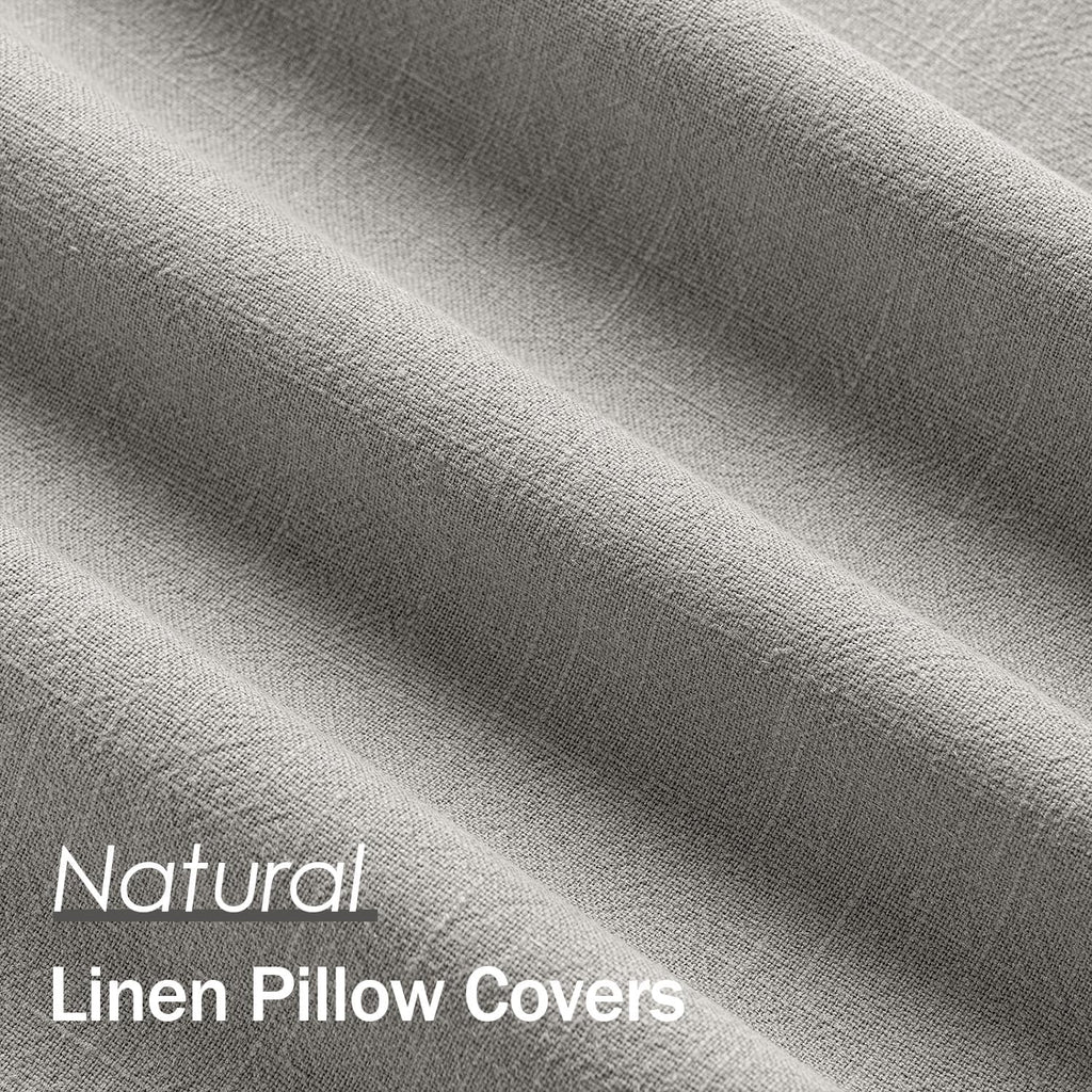 Anroduo Pack of 2 Decorative Linen Pillow Covers Light Gray Neutral Farmhouse Boho Soild Cushion Case Soft Accent Pillowcase for Couch Sofa…