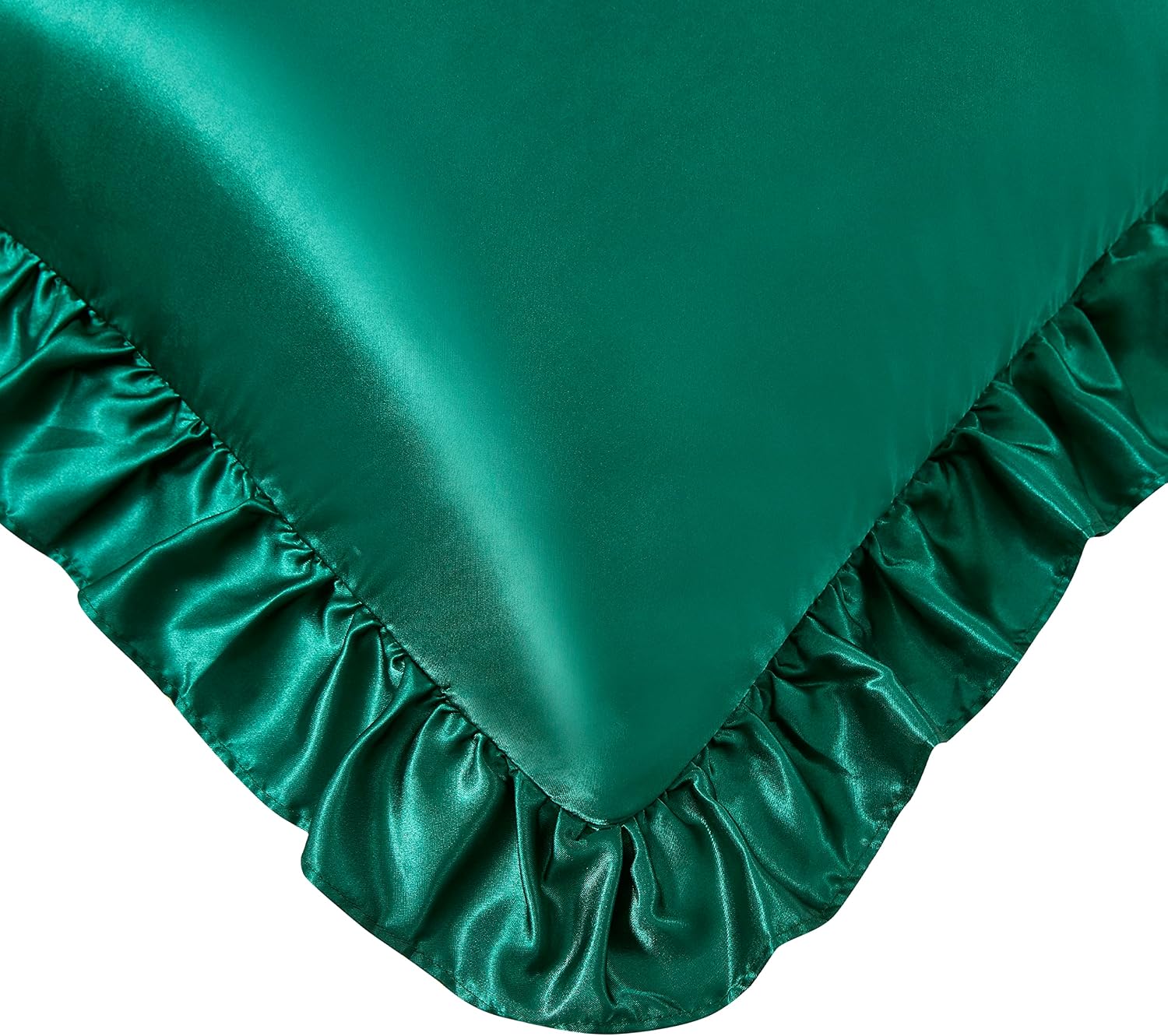 HommxJF Silky Satin Ruffled Pillow Cases for Hair and Skin, Blackish Green Silk Pillowcases Standard Set of 2 with Envelope Closure Princess…