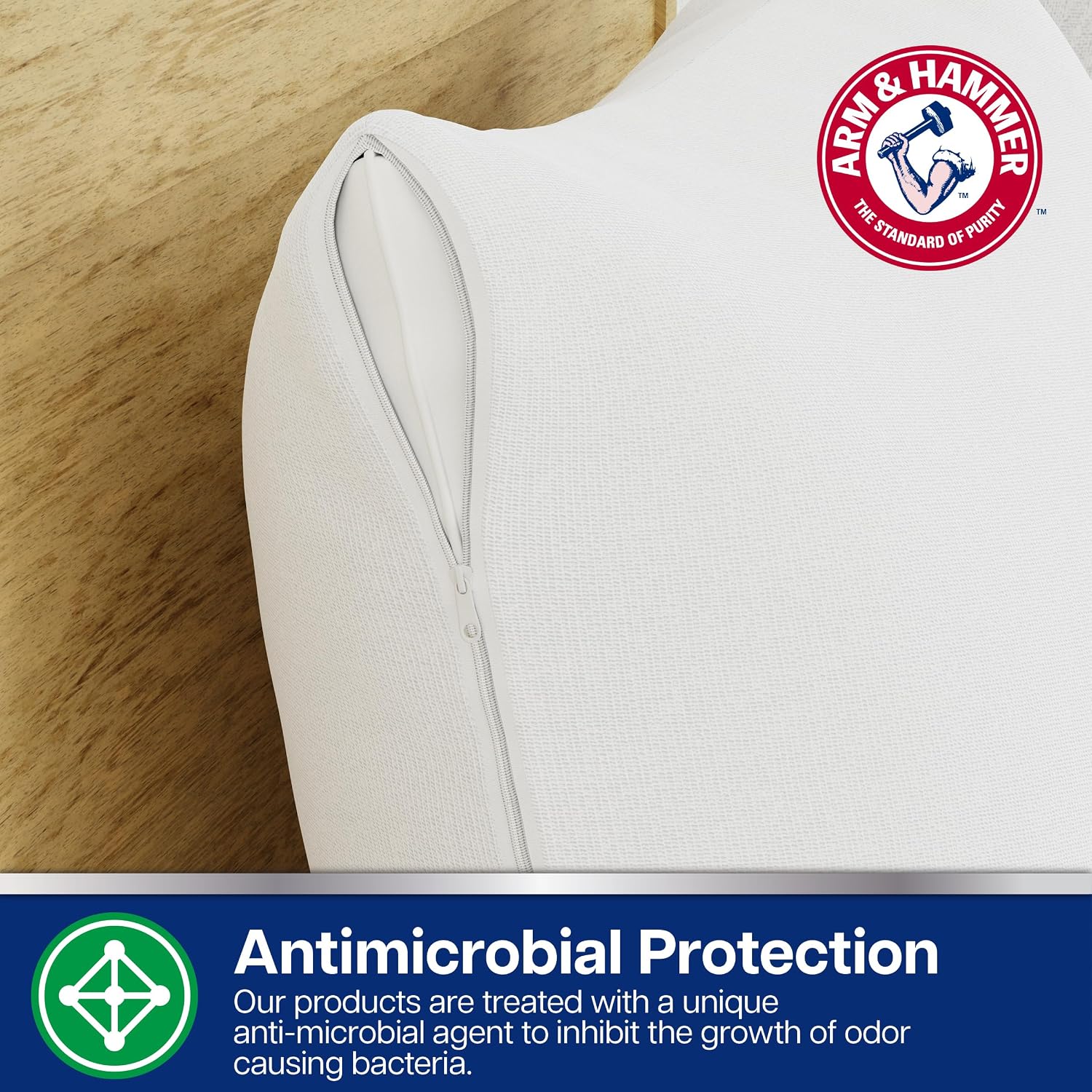 Arm & Hammer Eco Performance Zippered Pillow Protector with Tencel, 2-Pack, Standard/Queen