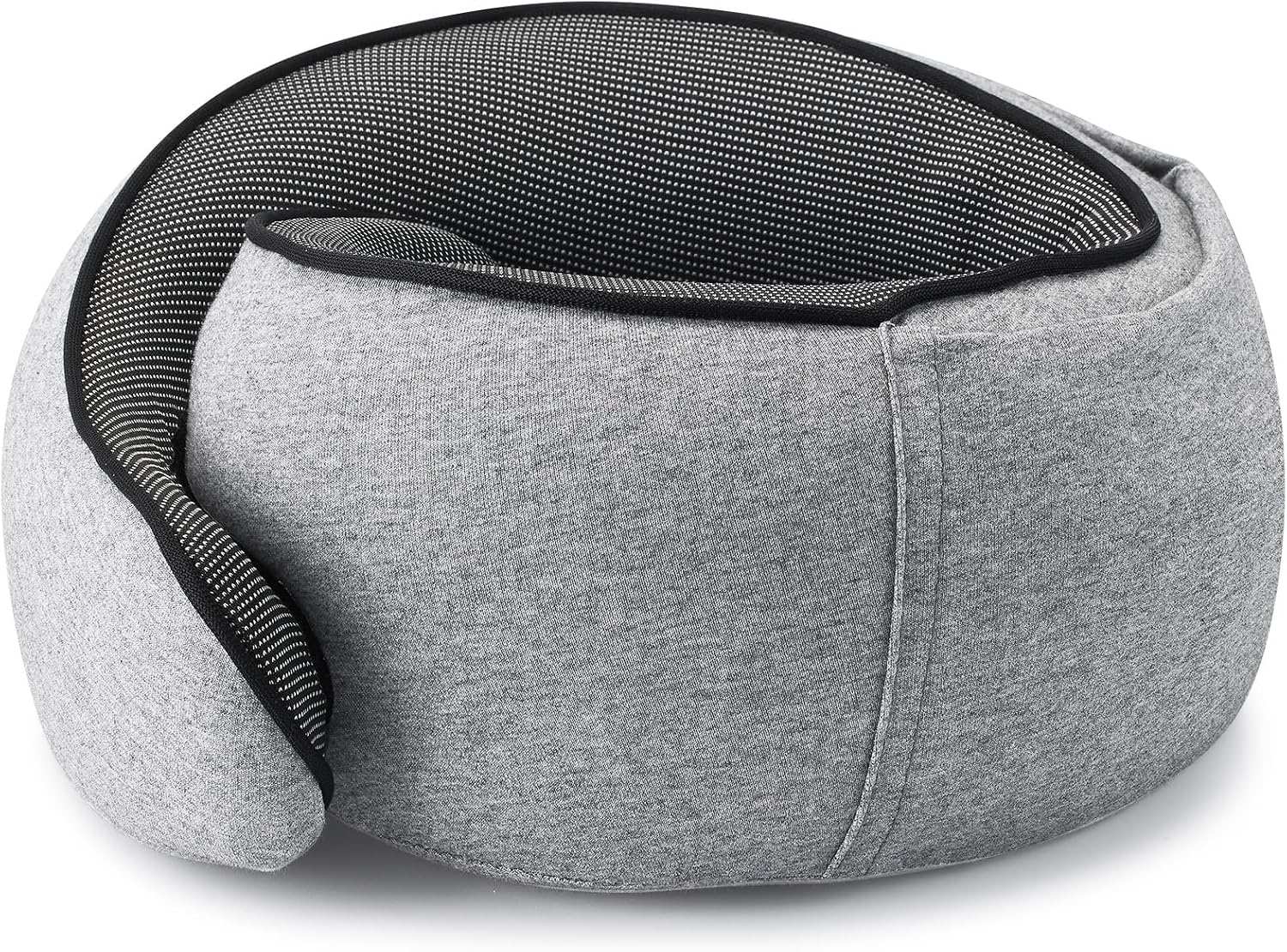 Travel Pillow with Hood (Light Gray) - for Airplane Travel and Car Ride Nap, Foldable Hood, Slow-Rebound Memory Foam, 360 Ergonomic…