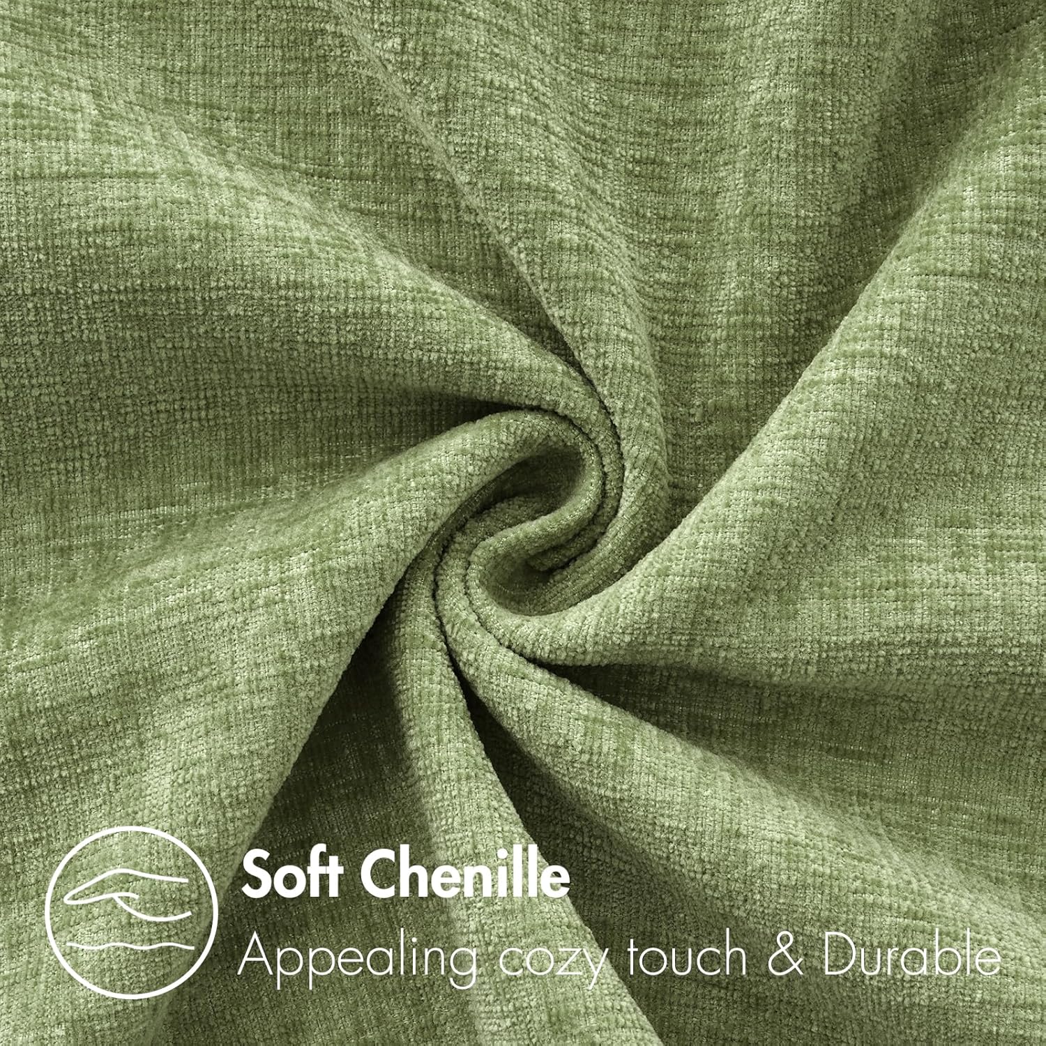 Miulee Pack of 2 Couch Throw Pillow Covers 24x24 Inch Spring Soft Sage Green Chenille Pillow Covers for Sofa Living Room Solid Dyed Pillow…