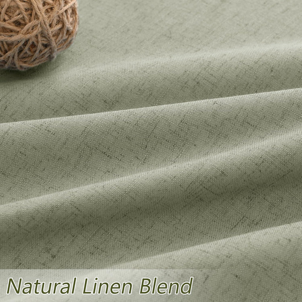 Guken Sage Green 100% Blackout Linen Curtains 95 Inch Length 2 Panels Set for Living Room Bedroom Back Tab Rod Pocket Thermal Insulated Bla…